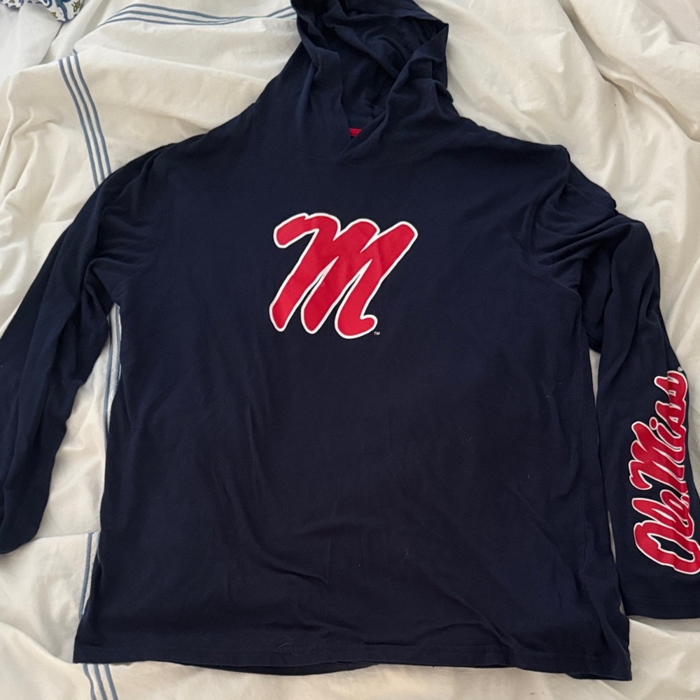 men’s old miss long leave shirt with hood, lightweight